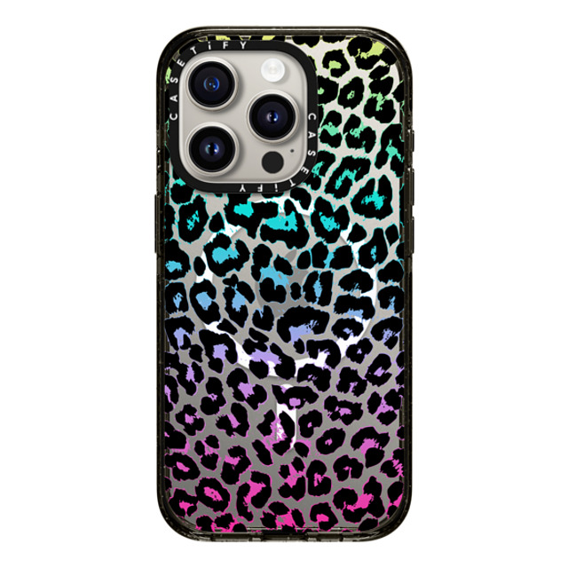 Organic Saturation x CASETiFY iPhone 15 Pro ケース ブラック インパクトケース MagSafe対応 Wild Colorful Leopard Transparent