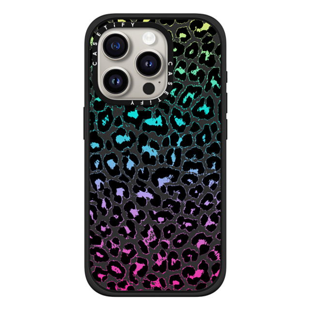 Organic Saturation x CASETiFY iPhone 15 Pro ケース マットブラック インパクトケース MagSafe対応 Wild Colorful Leopard Transparent