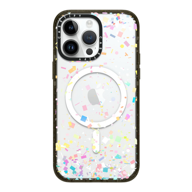 Organic Saturation x CASETiFY iPhone 14 Pro Max ケース ブラック インパクトケース MagSafe対応 Pastel Confetti Explosion Transparent