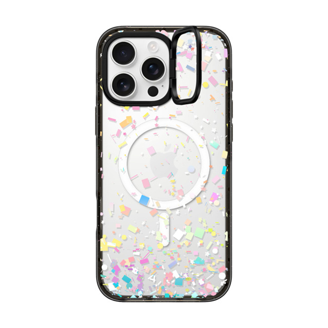 Organic Saturation x CASETiFY iPhone 16 Pro Max ケース ブラック インパクトリングスタンドケース MagSafe対応 Pastel Confetti Explosion Transparent