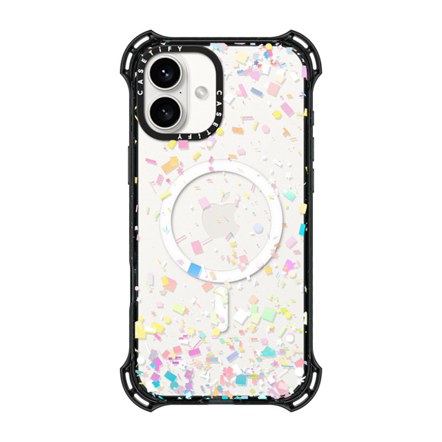 Organic Saturation x CASETiFY iPhone 16 Plus ケース ブラック バウンスケース Pastel Confetti Explosion Transparent