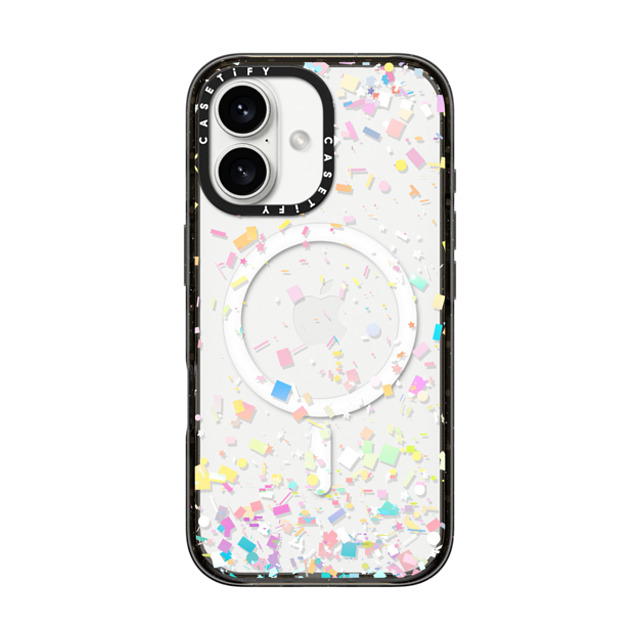 Organic Saturation x CASETiFY iPhone 16 ケース ブラック インパクトケース MagSafe対応 Pastel Confetti Explosion Transparent