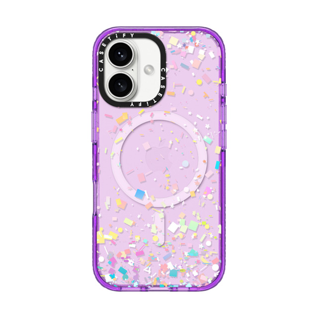 Organic Saturation x CASETiFY iPhone 16 ケース パープル インパクトケース MagSafe対応 Pastel Confetti Explosion Transparent