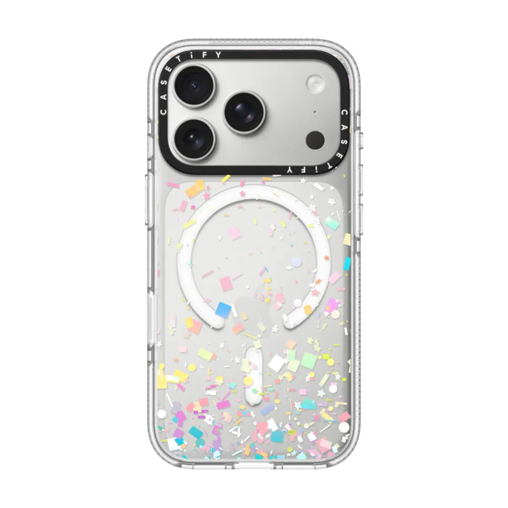 Impact Clear iPhone 17 Pro Case MagSafe Compatible - Pastel Confetti Explosion Transparent