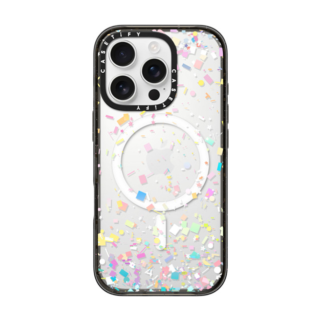 Organic Saturation x CASETiFY iPhone 16 Pro ケース ブラック インパクトケース MagSafe対応 Pastel Confetti Explosion Transparent