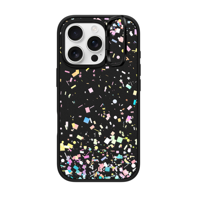 Organic Saturation x CASETiFY iPhone 16 Pro ケース マットブラック インパクトリングスタンドケース MagSafe対応 Pastel Confetti Explosion Transparent