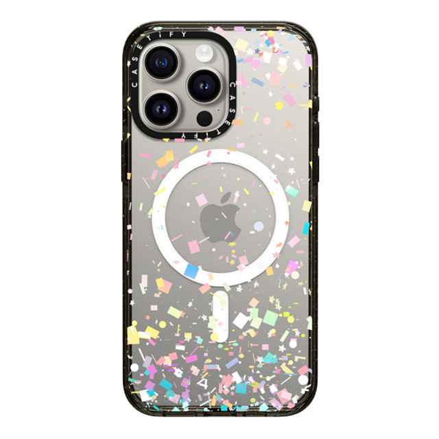 Organic Saturation x CASETiFY iPhone 15 Pro Max ケース ブラック インパクトケース MagSafe対応 Pastel Confetti Explosion Transparent