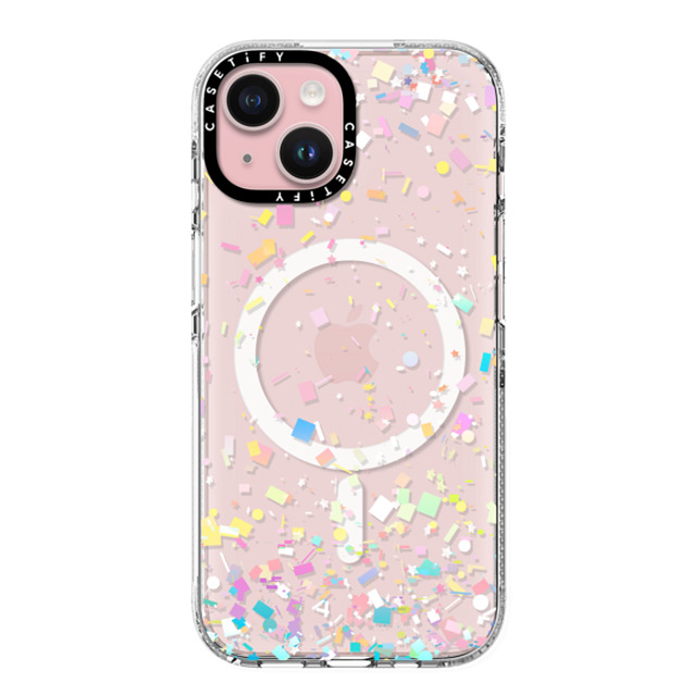 Organic Saturation x CASETiFY iPhone 15 ケース クリア クリア ケース MagSafe対応 Pastel Confetti Explosion Transparent