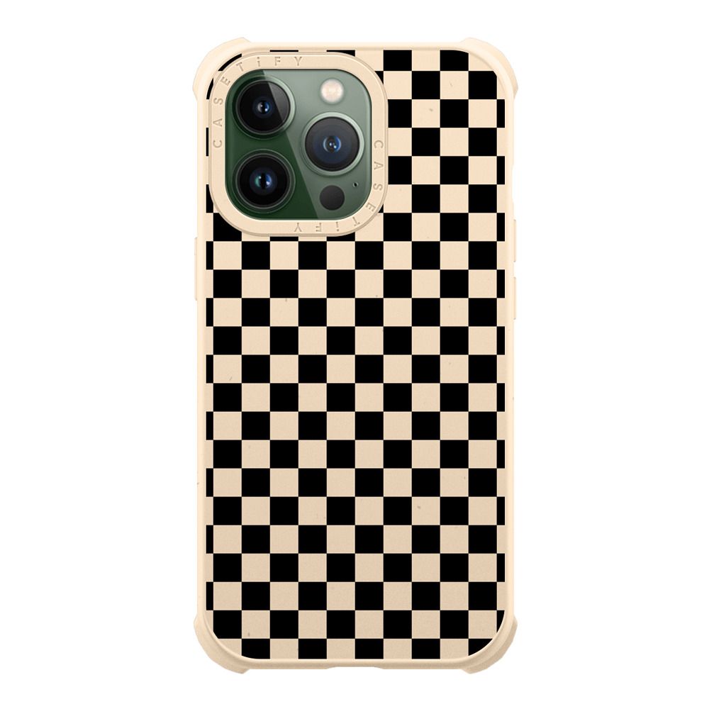Ultra Compostable iPhone 13 Pro Case - Black Checkerboard Transparent