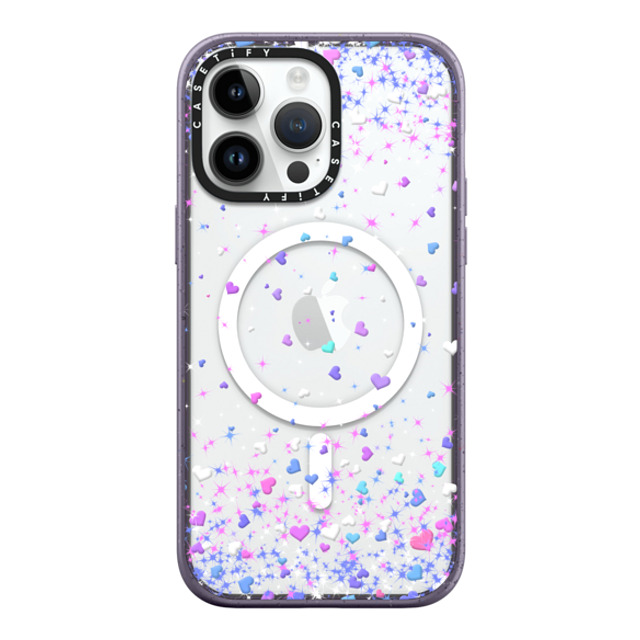 Organic Saturation x CASETiFY iPhone 14 Pro Max ケース Matte Deep Purple インパクトケース MagSafe対応 Blue Purple Hearts Rain Transparent