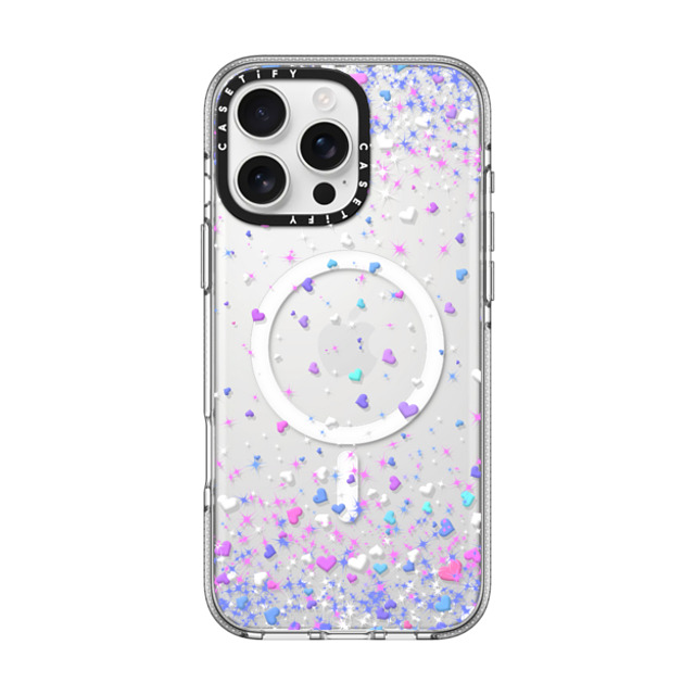 Organic Saturation x CASETiFY iPhone 16 Pro Max ケース クリア クリア ケース MagSafe対応 Blue Purple Hearts Rain Transparent