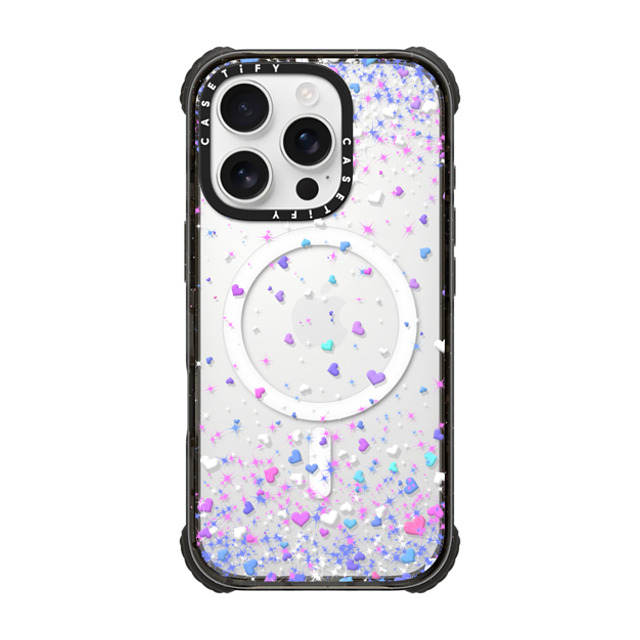 Organic Saturation x CASETiFY iPhone 16 Pro Case Black ウルトラ インパクトケース MagSafe 対応 Blue Purple Hearts Rain Transparent Organic Saturation x CASETiFY iPhone 16 Pro Case Black ウルトラ インパクトケース MagSafe 対応 Blue Purple Hearts Rain Transparent