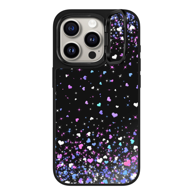 Organic Saturation x CASETiFY iPhone 15 Pro ケース Black on Black ミラー リングスタンドケース MagSafe対応 Blue Purple Hearts Rain Transparent Father's Day Organic Saturation x CASETiFY iPhone 15 Pro ケース Black on Black ミラー リングスタンドケース MagSafe対応 Blue Purple Hearts Rain Transparent Father's Day