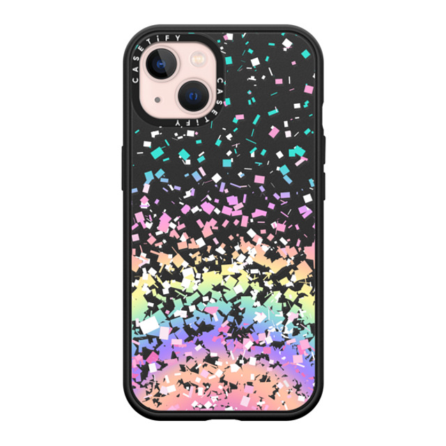 Organic Saturation x CASETiFY iPhone 13 ケース マットブラック インパクトケース MagSafe対応 Pastel Rainbow Confetti Explosion Transparent