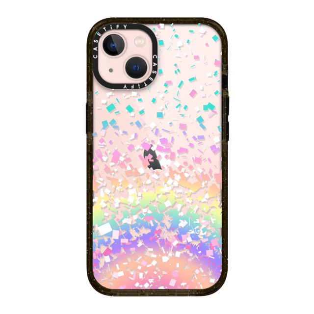 Organic Saturation x CASETiFY iPhone 13 ケース ブラック インパクトケース Pastel Rainbow Confetti Explosion Transparent