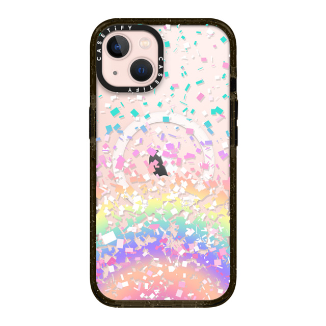 Organic Saturation x CASETiFY iPhone 13 ケース ブラック インパクトケース MagSafe対応 Pastel Rainbow Confetti Explosion Transparent