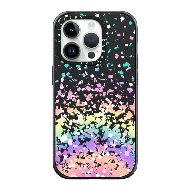 Organic Saturation x CASETiFY iPhone 14 Pro ケース マットブラック インパクトケース MagSafe対応 Pastel Rainbow Confetti Explosion Transparent