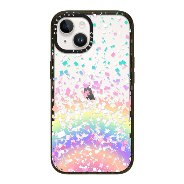 Organic Saturation x CASETiFY iPhone 14 ケース ブラック インパクトケース Pastel Rainbow Confetti Explosion Transparent