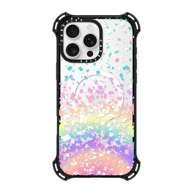 Organic Saturation x CASETiFY iPhone 16 Pro Max ケース ブラック バウンスケース Pastel Rainbow Confetti Explosion Transparent