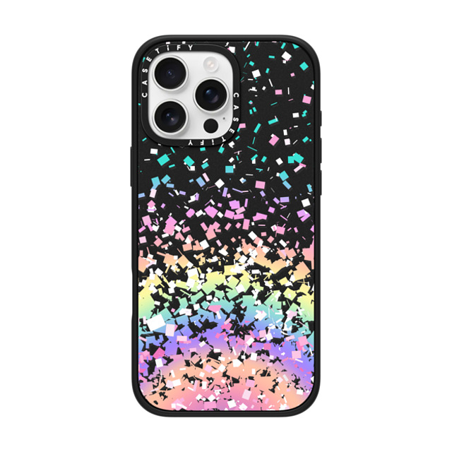 Organic Saturation x CASETiFY iPhone 16 Pro Max ケース マットブラック インパクトケース MagSafe対応 Pastel Rainbow Confetti Explosion Transparent