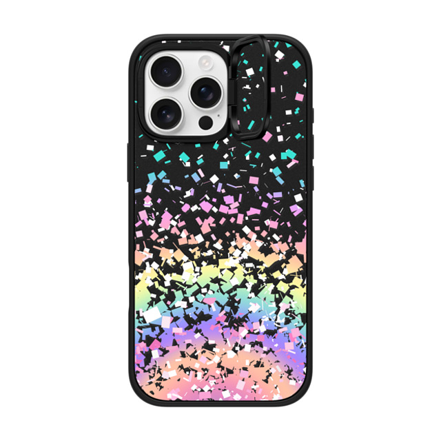 Organic Saturation x CASETiFY iPhone 16 Pro Max ケース マットブラック インパクトリングスタンドケース MagSafe対応 Pastel Rainbow Confetti Explosion Transparent