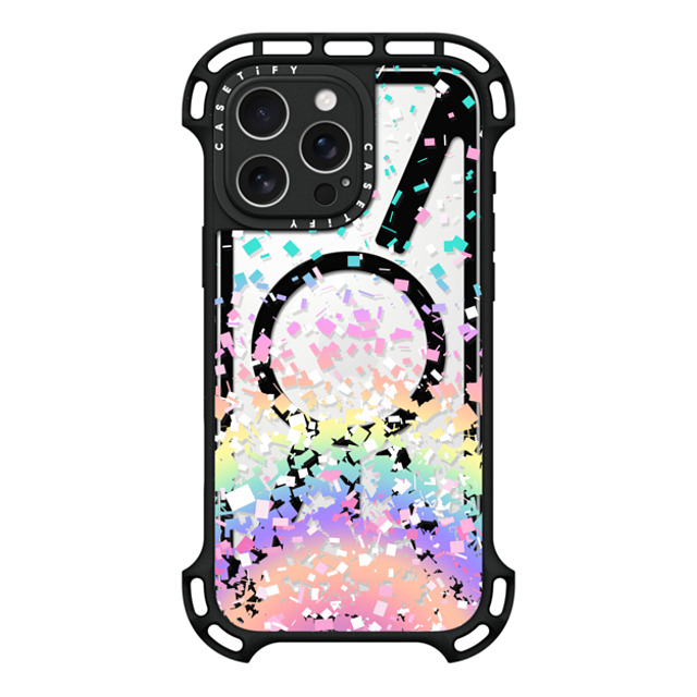 Organic Saturation x CASETiFY iPhone 16 Pro Max ケース ブラック ウルトラ バウンスケース MagSafe対応 Pastel Rainbow Confetti Explosion Transparent