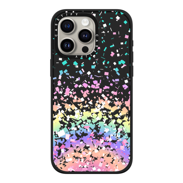 Organic Saturation x CASETiFY iPhone 15 Pro Max ケース マットブラック インパクトケース MagSafe対応 Pastel Rainbow Confetti Explosion Transparent