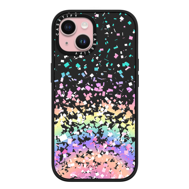 Organic Saturation x CASETiFY iPhone 15 ケース マットブラック インパクトケース MagSafe対応 Pastel Rainbow Confetti Explosion Transparent