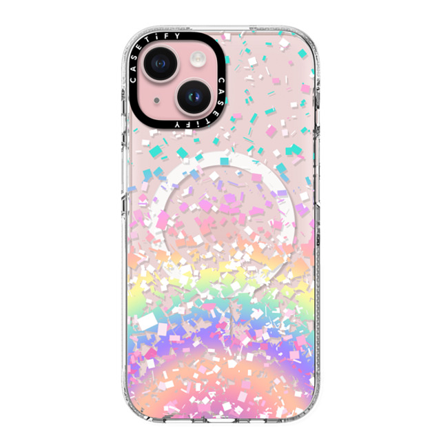 Organic Saturation x CASETiFY iPhone 15 ケース クリア クリア ケース MagSafe対応 Pastel Rainbow Confetti Explosion Transparent