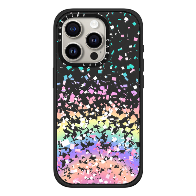 Organic Saturation x CASETiFY iPhone 15 Pro ケース マットブラック インパクトケース MagSafe対応 Pastel Rainbow Confetti Explosion Transparent