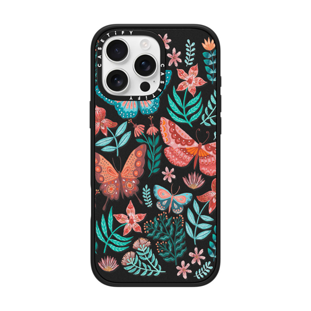 Papio Press x CASETiFY iPhone 16 Pro Max ケース マットブラック インパクトケース MagSafe対応 Butterflies By Papio Press
