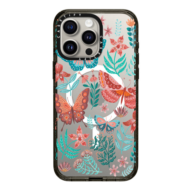 Papio Press x CASETiFY iPhone 15 Pro Max ケース ブラック インパクトケース MagSafe対応 Butterflies By Papio Press