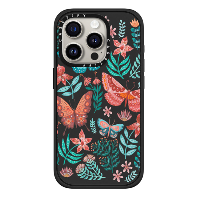 Papio Press x CASETiFY iPhone 15 Pro ケース マットブラック インパクトケース MagSafe対応 Butterflies By Papio Press