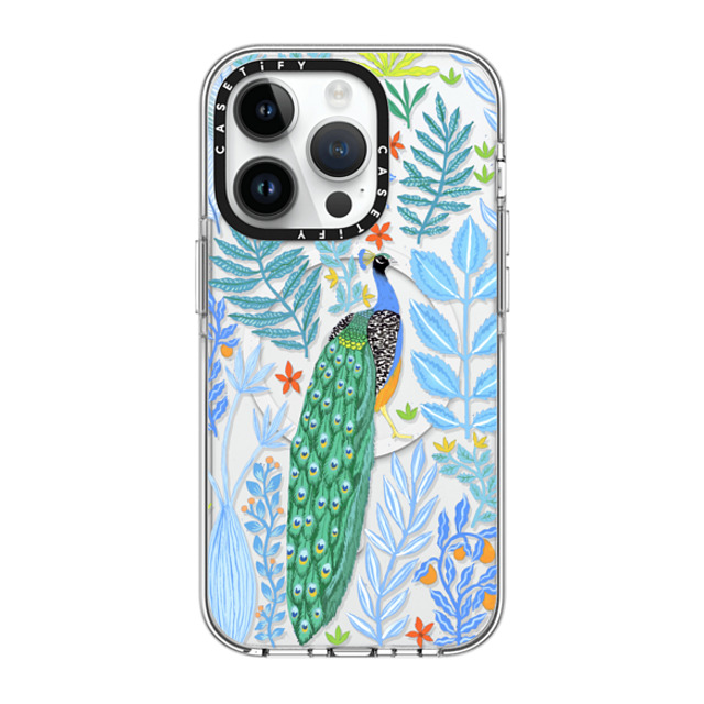 Papio Press x CASETiFY iPhone 14 Pro Case Clear Clear Case MagSafe Compatible Summer Peacock in the Flowers by Papio Press Papio Press x CASETiFY iPhone 14 Pro Case Clear Clear Case MagSafe Compatible Summer Peacock in the Flowers by Papio Press