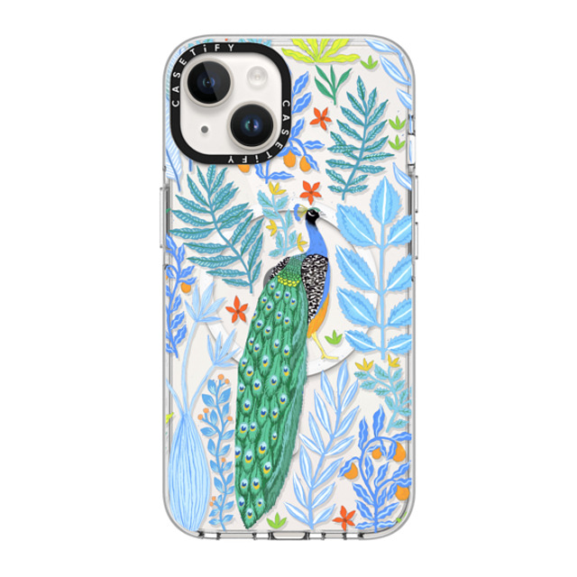 Papio Press x CASETiFY iPhone 14 Case Clear Clear Case MagSafe Compatible Summer Peacock in the Flowers by Papio Press Papio Press x CASETiFY iPhone 14 Case Clear Clear Case MagSafe Compatible Summer Peacock in the Flowers by Papio Press