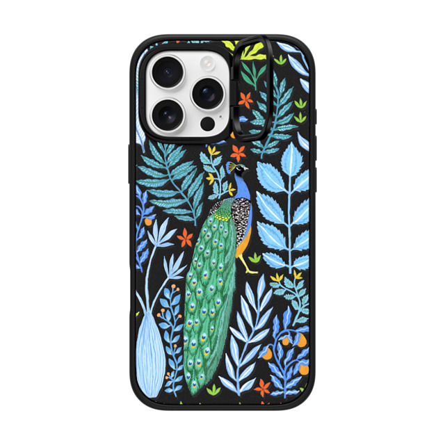 Papio Press x CASETiFY iPhone 16 Pro Max Case Matte Black インパクトリングスタンドケース MagSafe対応 Summer Peacock in the Flowers by Papio Press Papio Press x CASETiFY iPhone 16 Pro Max Case Matte Black インパクトリングスタンドケース MagSafe対応 Summer Peacock in the Flowers by Papio Press