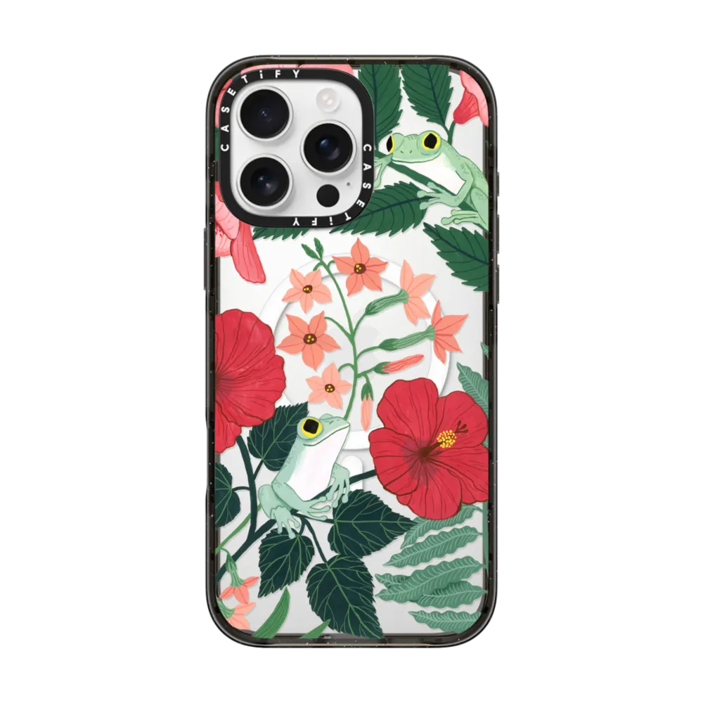 Impact iPhone 16 Pro Max Case MagSafe Compatible - Two Frogs in the Flowers by Papio Press