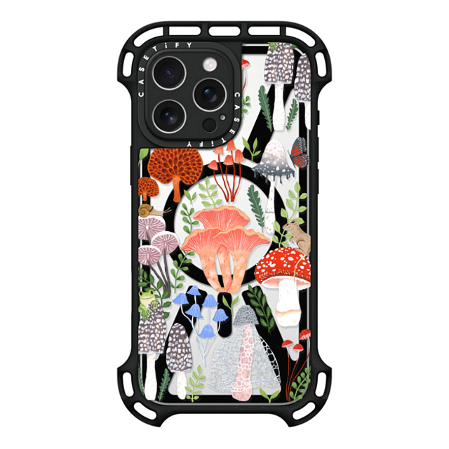 Papio Press x CASETiFY iPhone 16 Pro Max ケース ブラック ウルトラ バウンスケース MagSafe対応 Mushrooms by Papio Press