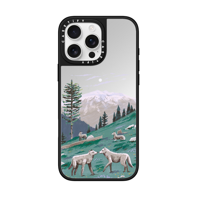 Papio Press x CASETiFY iPhone 16 Pro Max ケース Silver on Black ミラーケース MagSafe対応 Wolves at Mt. Olympus by Papio Press Father's Day Papio Press x CASETiFY iPhone 16 Pro Max ケース Silver on Black ミラーケース MagSafe対応 Wolves at Mt. Olympus by Papio Press Father's Day