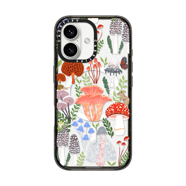 Papio Press x CASETiFY iPhone 16 ケース ブラック インパクトケース MagSafe対応 Mushrooms by Papio Press