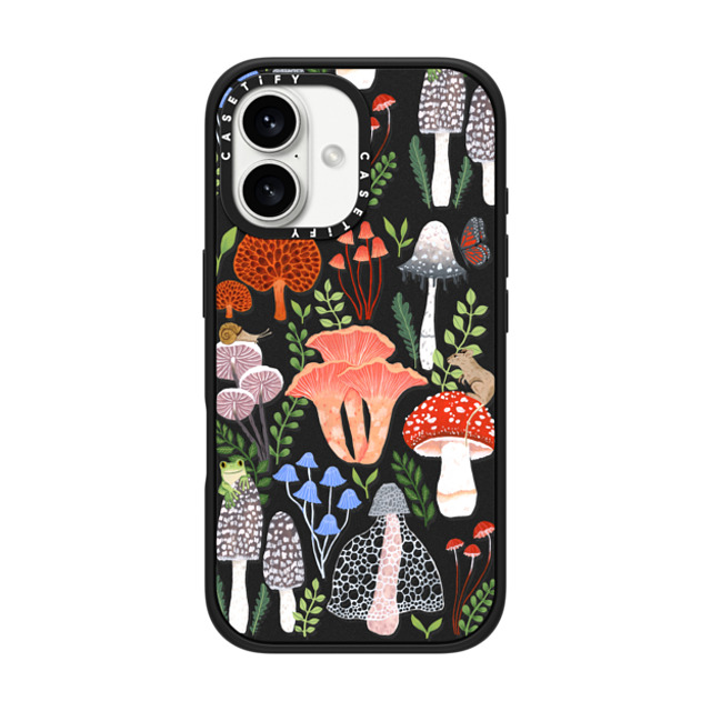 Papio Press x CASETiFY iPhone 16 ケース マットブラック インパクトケース Mushrooms by Papio Press