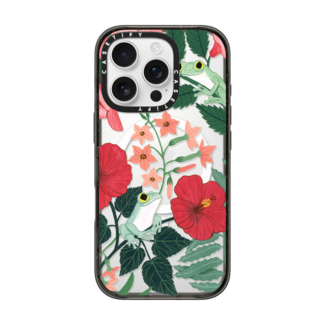 Papio Press x CASETiFY iPhone 16 Pro ケース Floral,Love ブラック インパクトケース MagSafe対応 Two Frogs in the Flowers by Papio Press Back to School Papio Press x CASETiFY iPhone 16 Pro ケース Floral,Love ブラック インパクトケース MagSafe対応 Two Frogs in the Flowers by Papio Press Back to School
