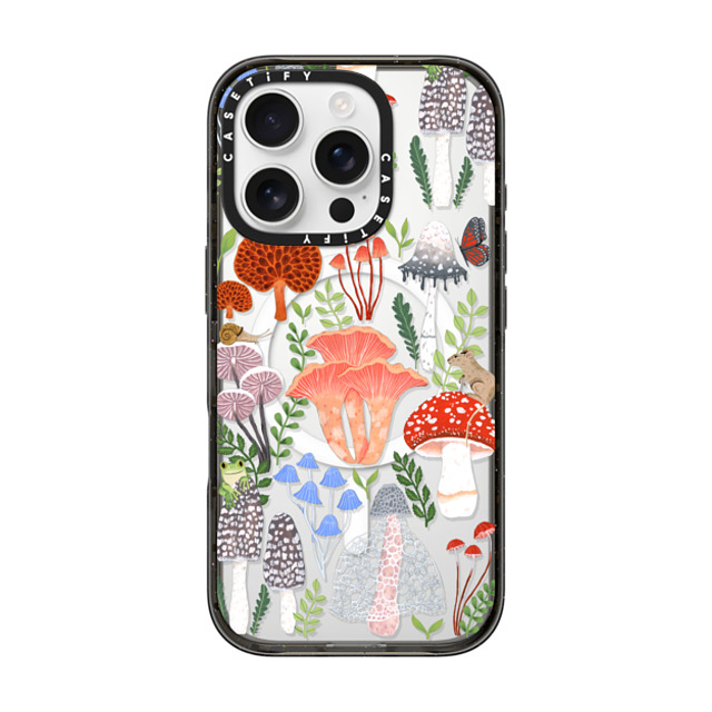 Papio Press x CASETiFY iPhone 16 Pro ケース ブラック インパクトケース MagSafe対応 Mushrooms by Papio Press