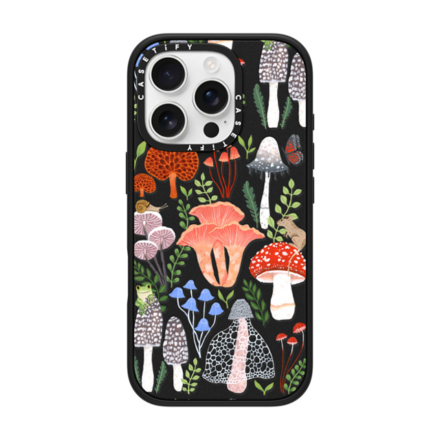 Papio Press x CASETiFY iPhone 16 Pro ケース マットブラック インパクトケース MagSafe対応 Mushrooms by Papio Press