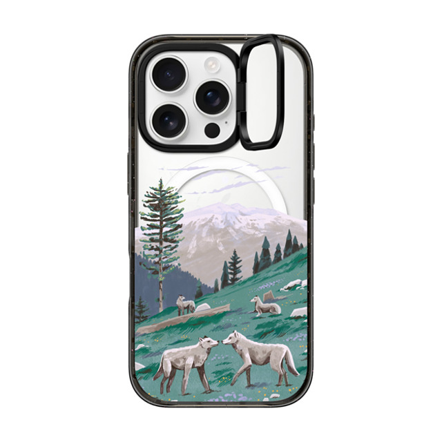 Papio Press x CASETiFY iPhone 16 Pro ケース ブラック インパクトリングスタンドケース MagSafe対応 Wolves at Mt. Olympus by Papio Press Father's Day Papio Press x CASETiFY iPhone 16 Pro ケース ブラック インパクトリングスタンドケース MagSafe対応 Wolves at Mt. Olympus by Papio Press Father's Day