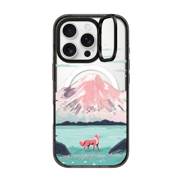 Papio Press x CASETiFY iPhone 16 Pro ケース ブラック インパクトリングスタンドケース MagSafe対応 Fox at Gran Paradiso by Papio Press