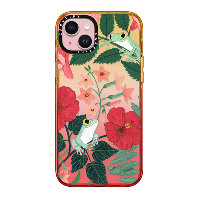 Papio Press x CASETiFY iPhone 15 Plus Case Floral,Love Peach Haze インパクトケース Two Frogs in the Flowers by Papio Press Mother's Day Papio Press x CASETiFY iPhone 15 Plus Case Floral,Love Peach Haze インパクトケース Two Frogs in the Flowers by Papio Press Mother's Day