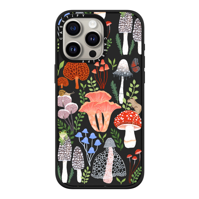 Papio Press x CASETiFY iPhone 15 Pro Max ケース マットブラック インパクトケース MagSafe対応 Mushrooms by Papio Press