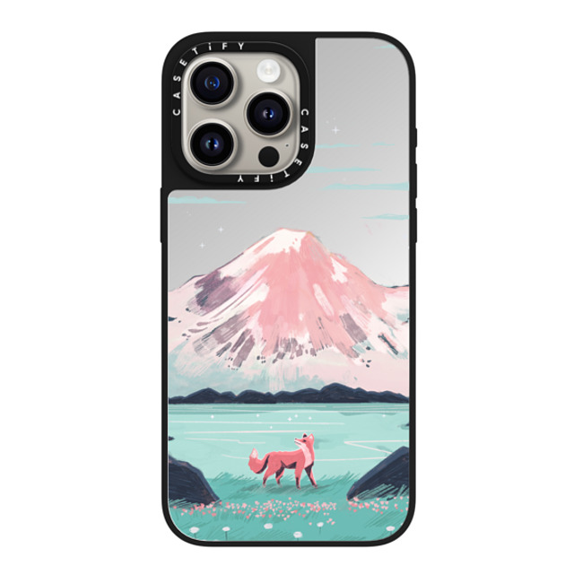 Papio Press x CASETiFY iPhone 15 Pro Max ケース Silver on Black ミラーケース MagSafe対応 Fox at Gran Paradiso by Papio Press