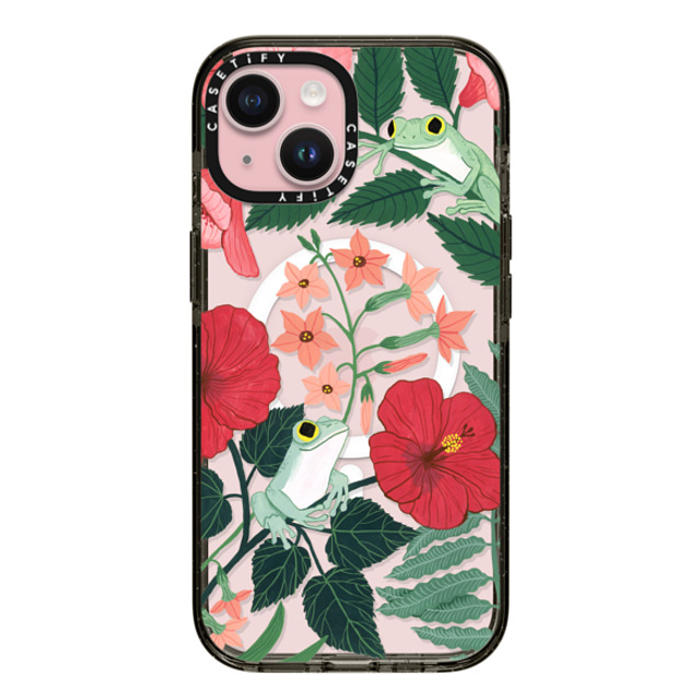 Papio Press x CASETiFY iPhone 15 ケース Floral,Love ブラック インパクトケース MagSafe対応 Two Frogs in the Flowers by Papio Press Back to School Papio Press x CASETiFY iPhone 15 ケース Floral,Love ブラック インパクトケース MagSafe対応 Two Frogs in the Flowers by Papio Press Back to School